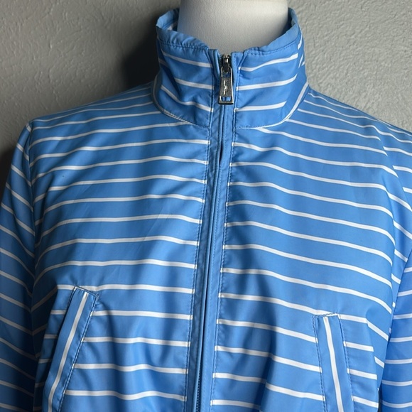Ralph Lauren Active Sky Blue Striped Lightweight Windbreaker Zip Front Jacket M - Picture 13 of 16